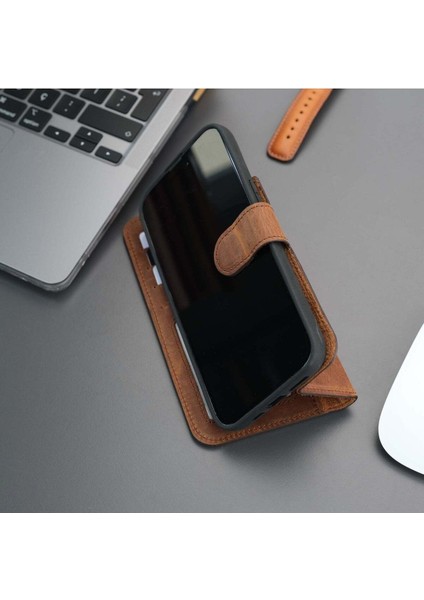 Casper Apple iPhone 14 Pro Max Kılıf - Mıknatıslı Ayrılabilir Cüzdan-Kahve