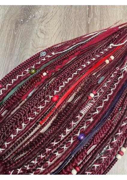 35 Uçlu Rasta Mix Afrika Örgülü Toka - Kızıl & Koyu Kızıl fiyatları