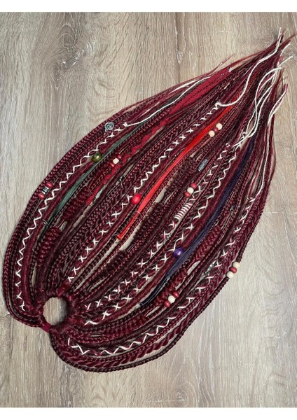 35 Uçlu Rasta Mix Afrika Örgülü Toka - Kızıl & Koyu Kızıl modelleri