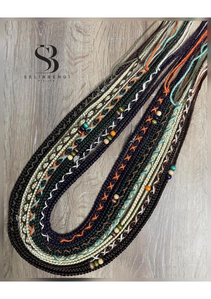 24 Uçlu 12 Adet Afrika Örgüsü - Koyu Kahve & Platin & Haki & Mürdüm Moru