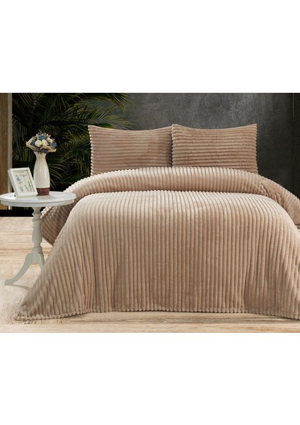 Tavşan Tüyü Yatak Örtüsü Çift Kişilik 220 x 240 Yastıklı Peluş