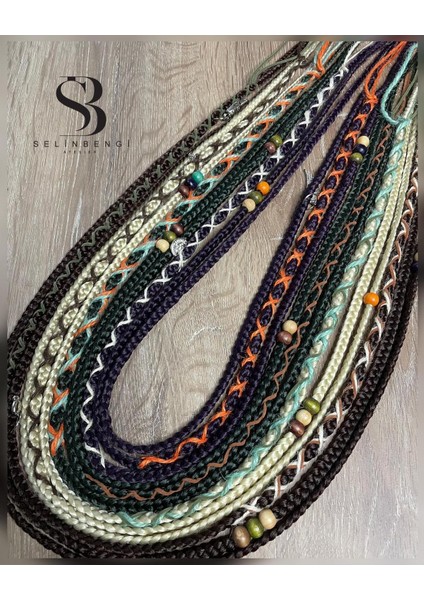 24 Uçlu 12 Adet Afrika Örgüsü - Koyu Kahve & Platin & Haki & Mürdüm Moru modelleri