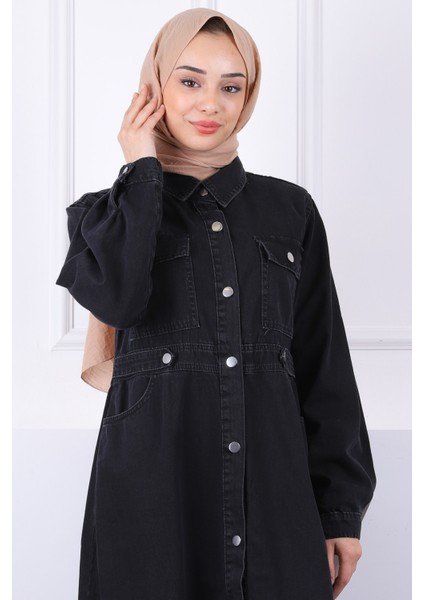 Siyah Cepli Kot Elbise fırsatları