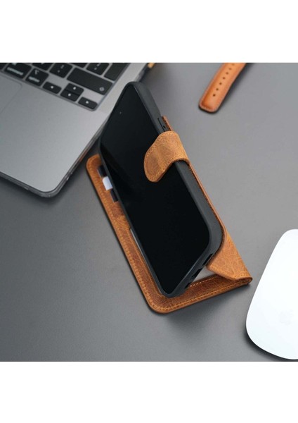 Casper Apple iPhone 15 Pro Max Deri Kılıf Magsafe Mıknatıslı Ayrılabilir Cüzdan-Taba