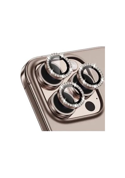 Iphone 16 Pro / 16 Pro Max Uyumlu Parlak Taşlı Kamera Lens Koruyucu