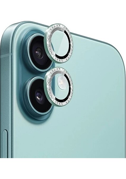 Iphone 16 / 16 Plus Uyumlu Parlak Taşlı Kamera Lens Koruyucu