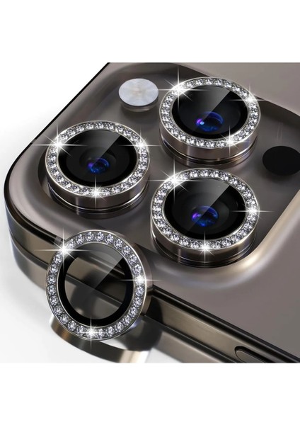 Iphone 15 Pro / 15 Pro Max Uyumlu Parlak Taşlı Kamera Lens Koruyucu modelleri