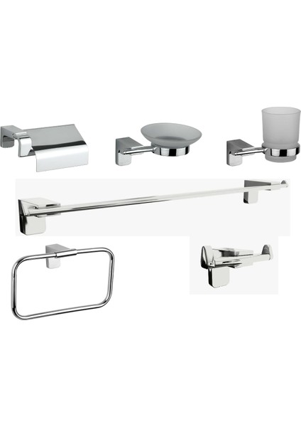 Wc Banyo Seti-F1 Seri Paslanmaz Duvara Monte Banyo Aksesuar Seti Krom