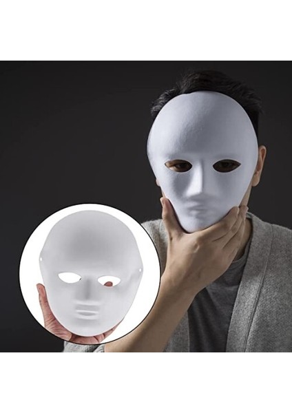 Beyaz Renk Boyanabilir Anonim Tam Yüz Cosplay Maske 24x18 cm