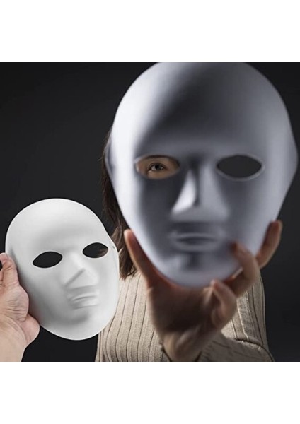Beyaz Renk Boyanabilir Anonim Tam Yüz Cosplay Maske 24x18 cm