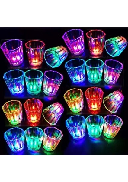 Renkli LED Parlayan Fiber Optik Glow Işıklı Bardak 1 Adet