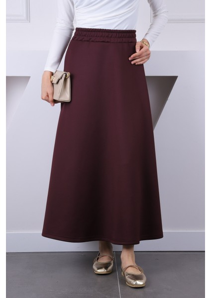 Mürdüm Bel Lastikli Scuba Puf Etek