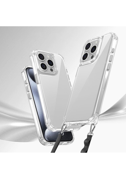 Apple iPhone 15 Pro Max Kılıf Airbagli Takılabilir Askı Aparatlı Zore Snap Silikon Kapak-Şeffaf fiyatları