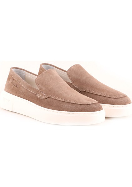 L5531 Erkek Süet Deri Loafer Ayakkabı Vizon