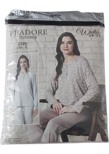 Kadın Viskon Uzun Kollu Pijama Takımı