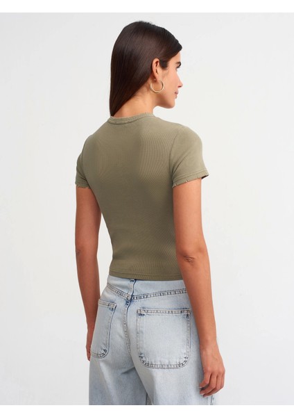 Yıkama Efektli T-Shirt-Haki modelleri