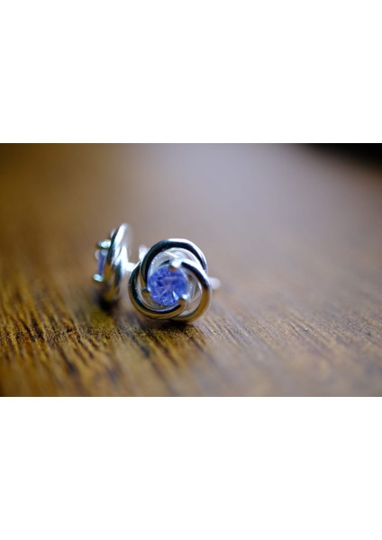 0.64 ct Natural Tanzanit Taşlı Gümüş Küpe