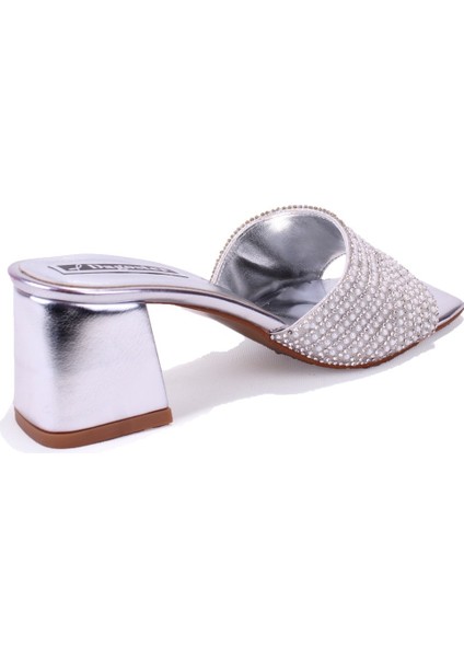 DZA07-1296103 Gümüş Topuklu Abiye Kadın Terlik fırsatları