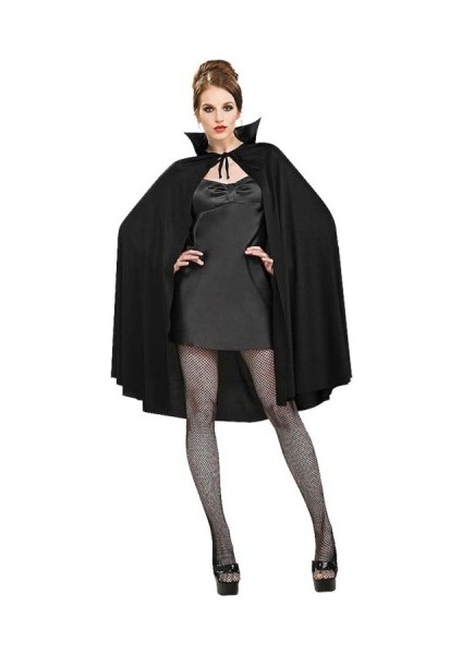 Siyah Renk Yakalı Halloween Pelerini 90 cm