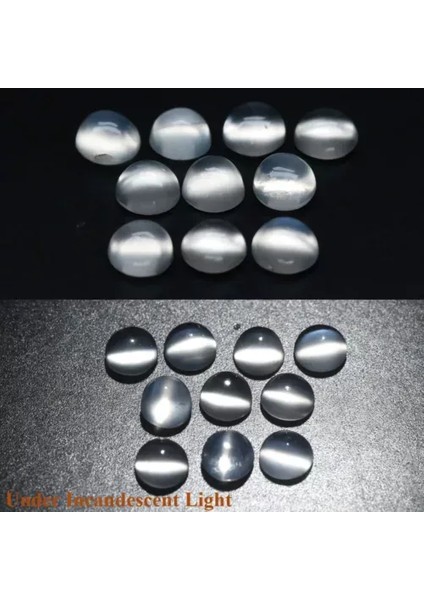 2.78 ct 10P Lot Round Cabochon White Cat's Eye Moonstone - Natural Sri Lanka Gems