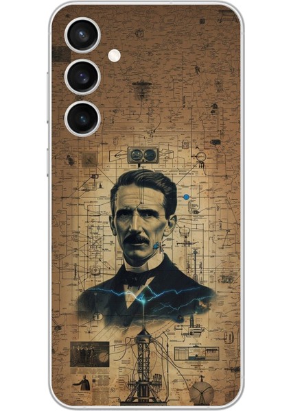 Samsung Galaxy S23 Fe Uyumlu Şeffaf Kılıf Nicola Tesla Tasarımlı