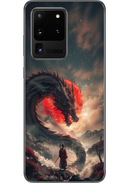Samsung Galaxy S20 Ultra Uyumlu Şeffaf Kılıf Japon Samuray 3 Tasarımlı