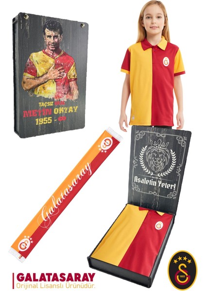 Orijinal Lisanslı Match Day Polo Çocuk T-Shirt + Şal Kaşkol Set Hediyelik Ahşap Kutulu