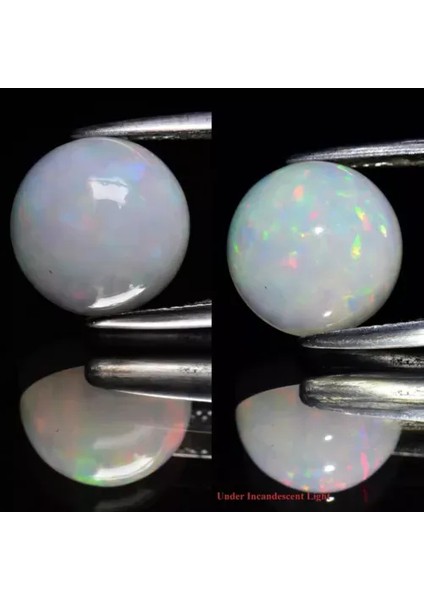 4.60 ct 12 mm Round Natural White Opal - Rainbow Flash, Lustrous Ethiopia Gem