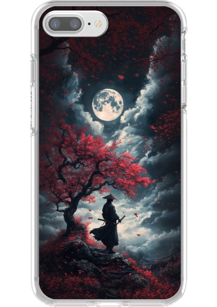 iPhone 7 Plus Uyumlu Şeffaf Kılıf Japon Samuray 2 Tasarımlı