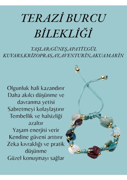 Terazi Burcu Doğal Taş Natürel Makrome Bileklik