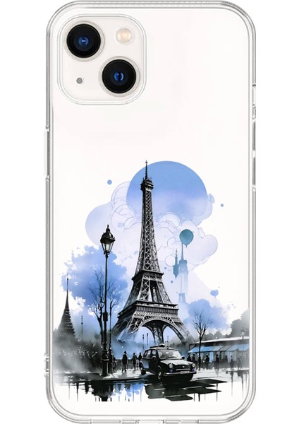 iPhone 15 Uyumlu Şeffaf Kılıf Paris 2 Tasarımlı