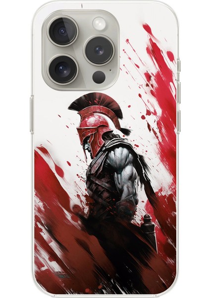 iPhone 16 Pro Max Uyumlu Şeffaf Kılıf Spartan 1 Tasarımlı