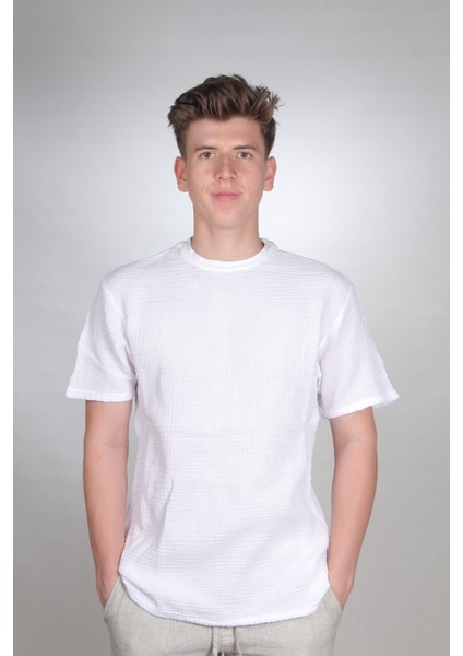 Sıfır Yaka Yıkamalı Taşlamalı Kısa Kollu Erkek T-Shirt fiyatları