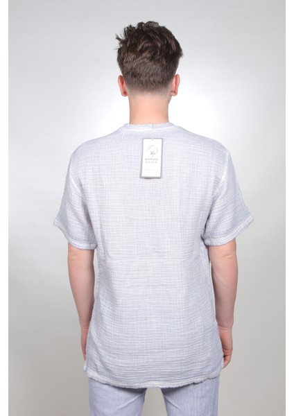 Sıfır Yaka Yıkamalı Taşlamalı Kısa Kollu Erkek T-Shirt modelleri