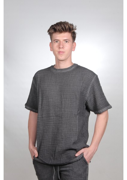 Sıfır Yaka Yıkamalı Taşlamalı Kısa Kollu Erkek T-Shirt fiyatları