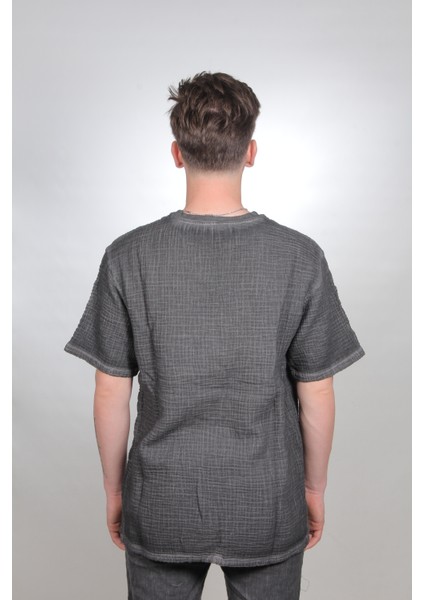 Sıfır Yaka Yıkamalı Taşlamalı Kısa Kollu Erkek T-Shirt modelleri
