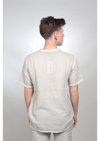 Sıfır Yaka Yıkamalı Taşlamalı Kısa Kollu Erkek T-Shirt modelleri