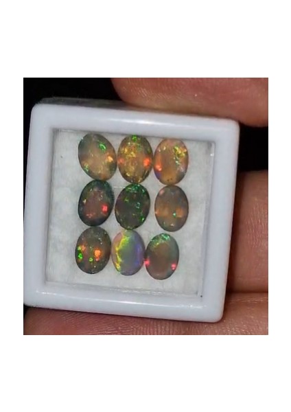 4.50 ct 7X5 mm Oval Faceted 9pcs Natural Ethiopian Black Opal