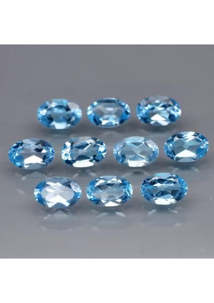 5.65 ct 6X4 mm 10PCS Lot Oval Natural Sky Blue Topaz