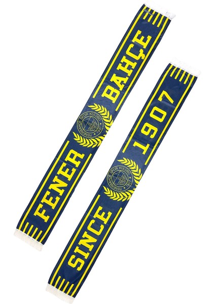 Orijinal Lisanslı Since 1907 Fenerbahçe Şal Atkı ve Hybrt Tükenmez Kalem Set Kanarya Baskılı Ahşap Kutulu