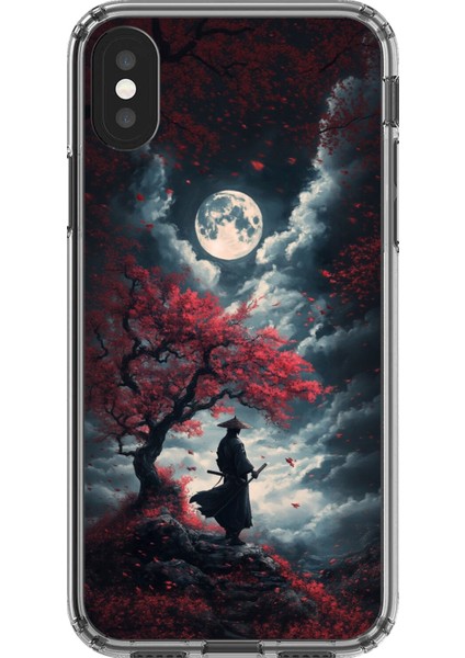 iPhone Xs Max Uyumlu Şeffaf Kılıf Japon Samuray 2 Tasarımlı