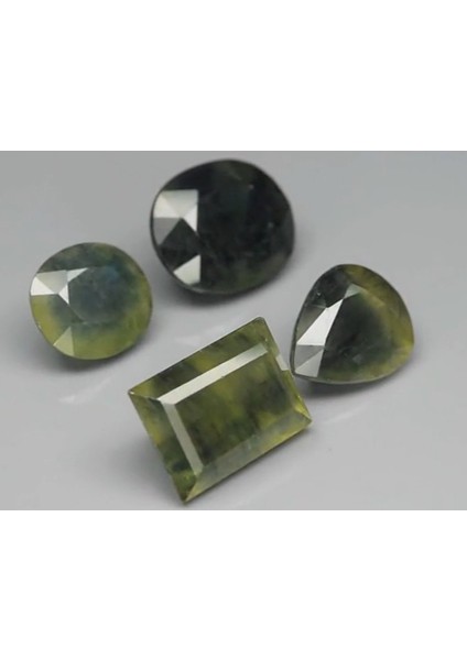 4pcs Lot 12.82 ct T.w Combomix-Shape Green Sapphire, Thailand