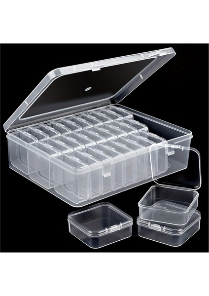 30 Izgaralı Şeffaf Kutu Bölme Masaüstü Saklama Kutusu Boncuk Saklama Kutusu Kapaklı Küçük Kare Kutuyu Düzenle Plastik Kutu (Yurt Dışından)