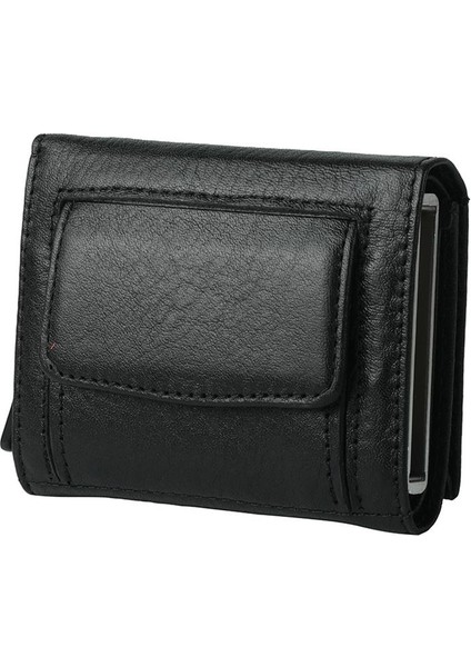 Siyah Bozuk Para Bölmeli Çıtçıtlı Deri Mekanizmalı Kartlık Cüzdan modelleri