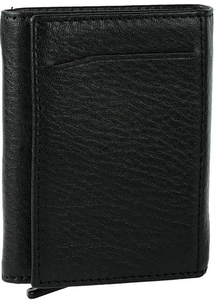 Siyah Bozuk Para Bölmeli Çıtçıtlı Deri Mekanizmalı Kartlık Cüzdan indirimleri