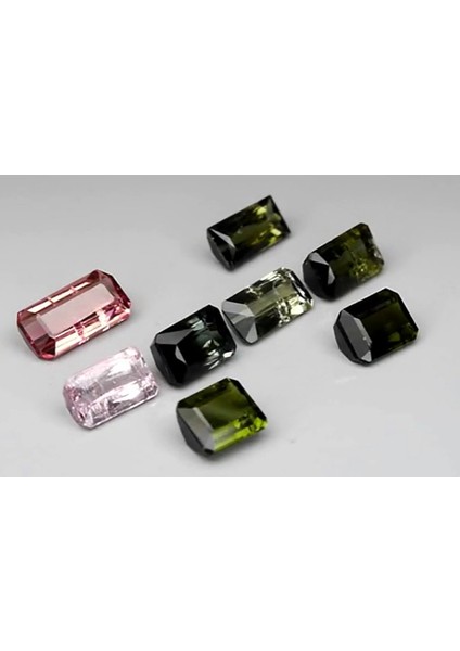 7.94 ct T.w 8pcs Lot Baguette & Octagon Natural Unheated Pink-Green Tourmaline