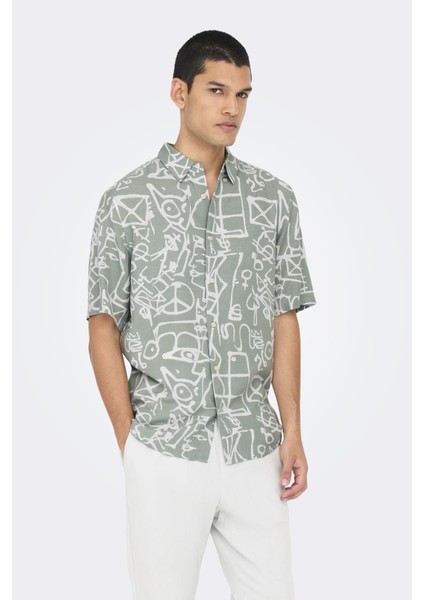 Onsbud Lıfe Ss Slım Aop Vısc/lın Shırt