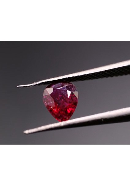 0.81 ct 6.6x5.2 mm Pear Natural Purplish Red Ruby Unheated Madagascar
