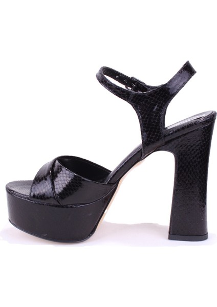 DZA07-337350 Siyah Tek Bant Platform Topuklu Kadın Ayakkabı modelleri