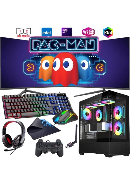 I7 14700F 16GB Ddr4 1tb M2 12GB Arc B580 Çift 24" Monitörlü Oyun Bilgisayarı (Gaming Set)